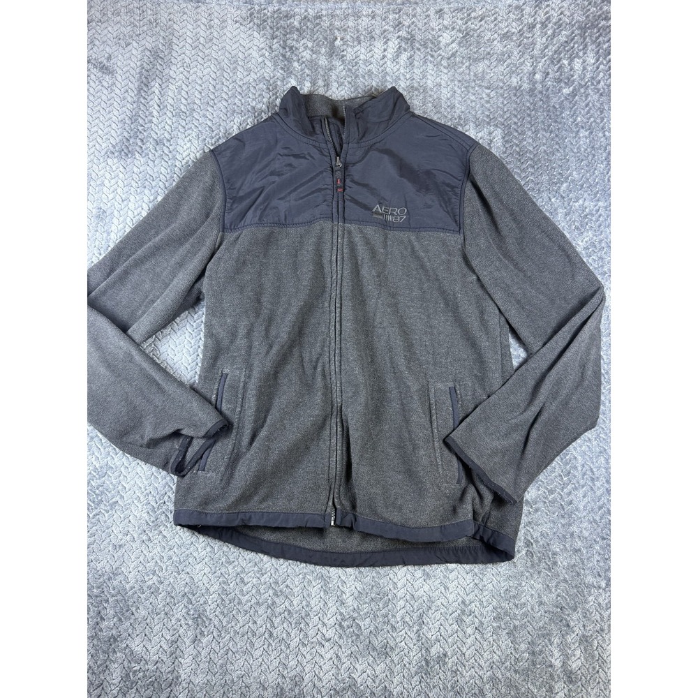 Aeropostale Nineteen Eighty Seven Fleece Jacket Mens Medium Gray Aero 87 A87